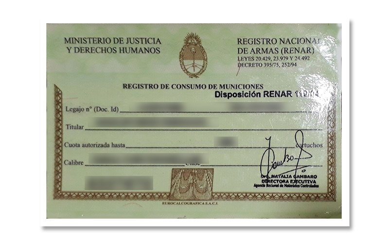 tarjeta de control de consumo de munición