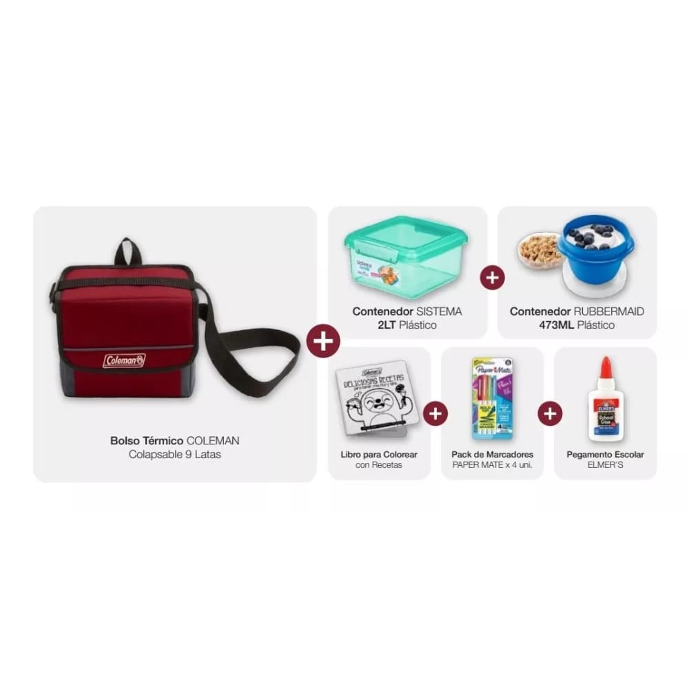 Kit Escolar Lunchera Plegable Coleman + Herméticos + Útiles Kit Escolar Lunchera Plegable Coleman + Herméticos + Útiles