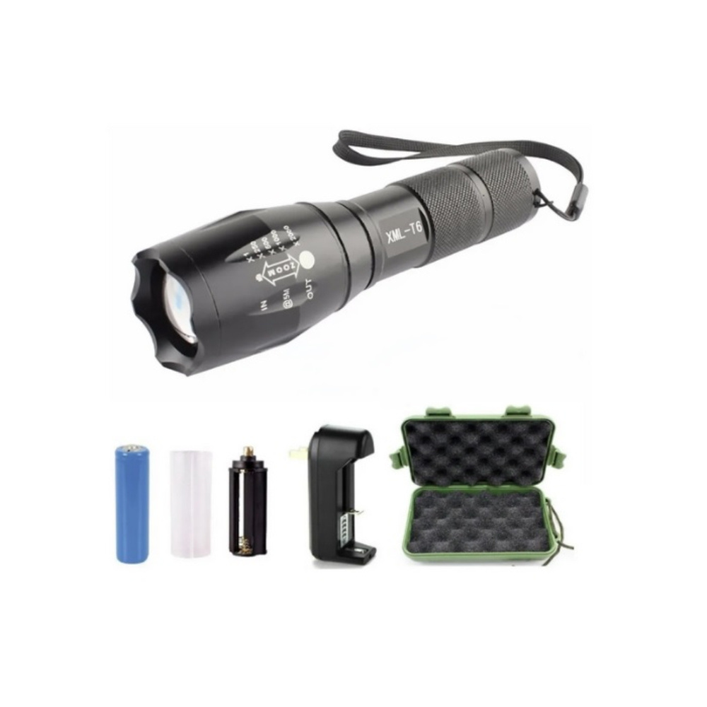 Linterna Led Táctica Recargable con Zoom 1000 Lúmenes Caza Pesca Linterna Led Táctica Recargable con Zoom 1000 Lúmenes Caza Pesca