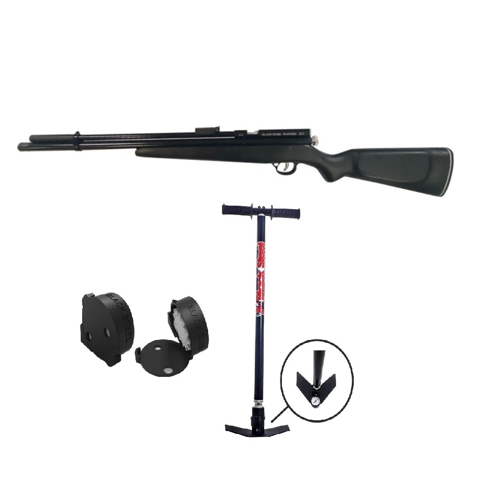 Rifle PCP Black Steel Pantera Cal 5.5 mm + Inflador Black Steel Everfill M4500 Rifle PCP Black Steel Pantera Cal 5.5 mm + Inflador Black Steel Everfill M4500